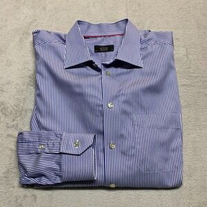 ETON‎ Ganghester 1928 Dress Shirt Mens 42 16.5 Blue Stripe